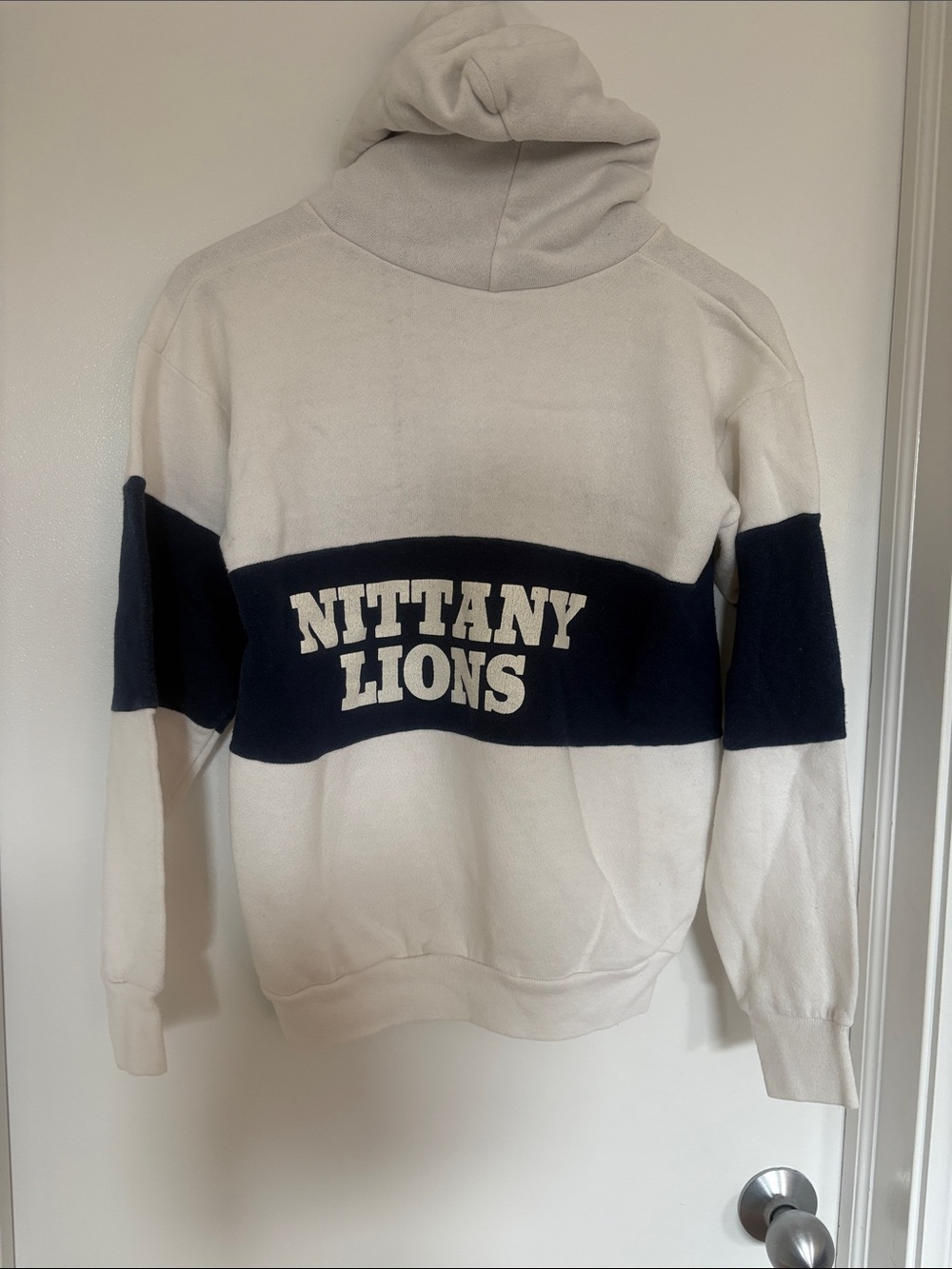 Women's Two-Tone Vitnage Penn State Hooded Sweatshirt in White and Navy - Picture 4 of 7